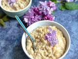 Riz au lait parfumé aux fleurs de lilas